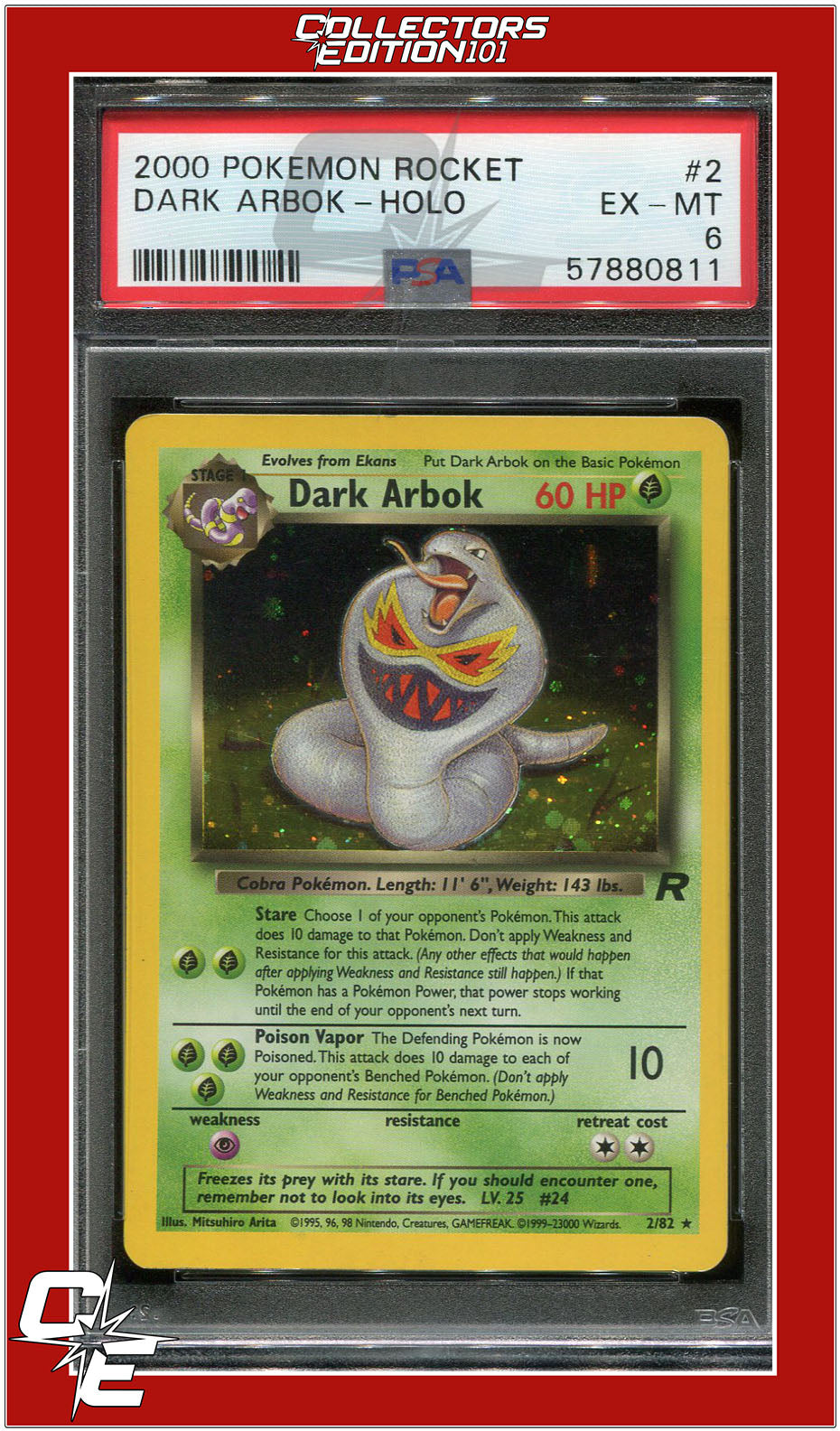 Team Rocket 2 Dark Arbok Holo PSA 6