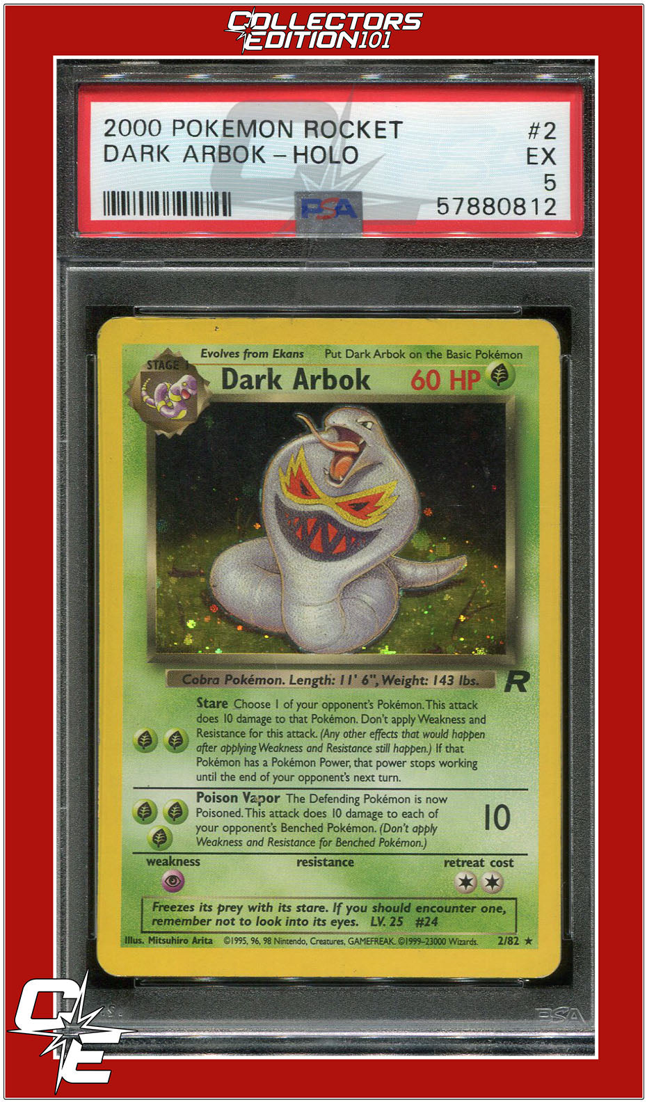 Team Rocket 2 Dark Arbok Holo PSA 5