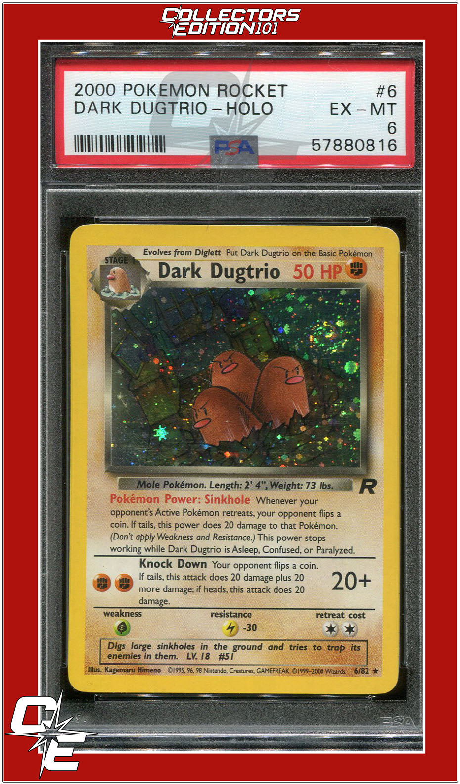 Team Rocket 6 Dark Dugtrio Holo PSA 6