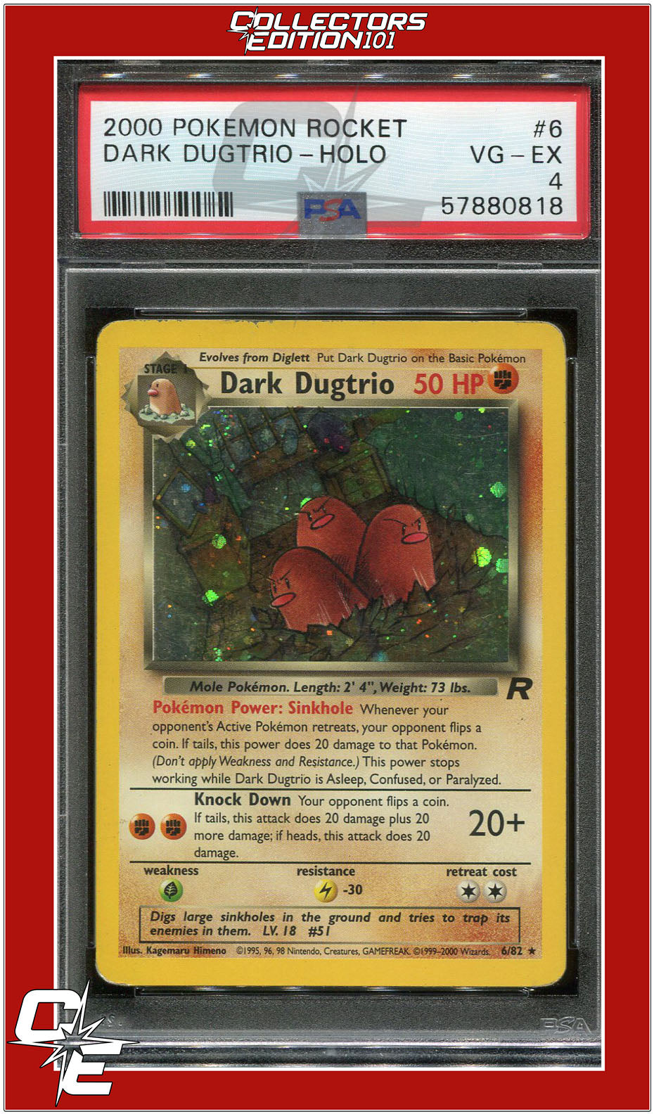 Team Rocket 6 Dark Dugtrio Holo PSA 4