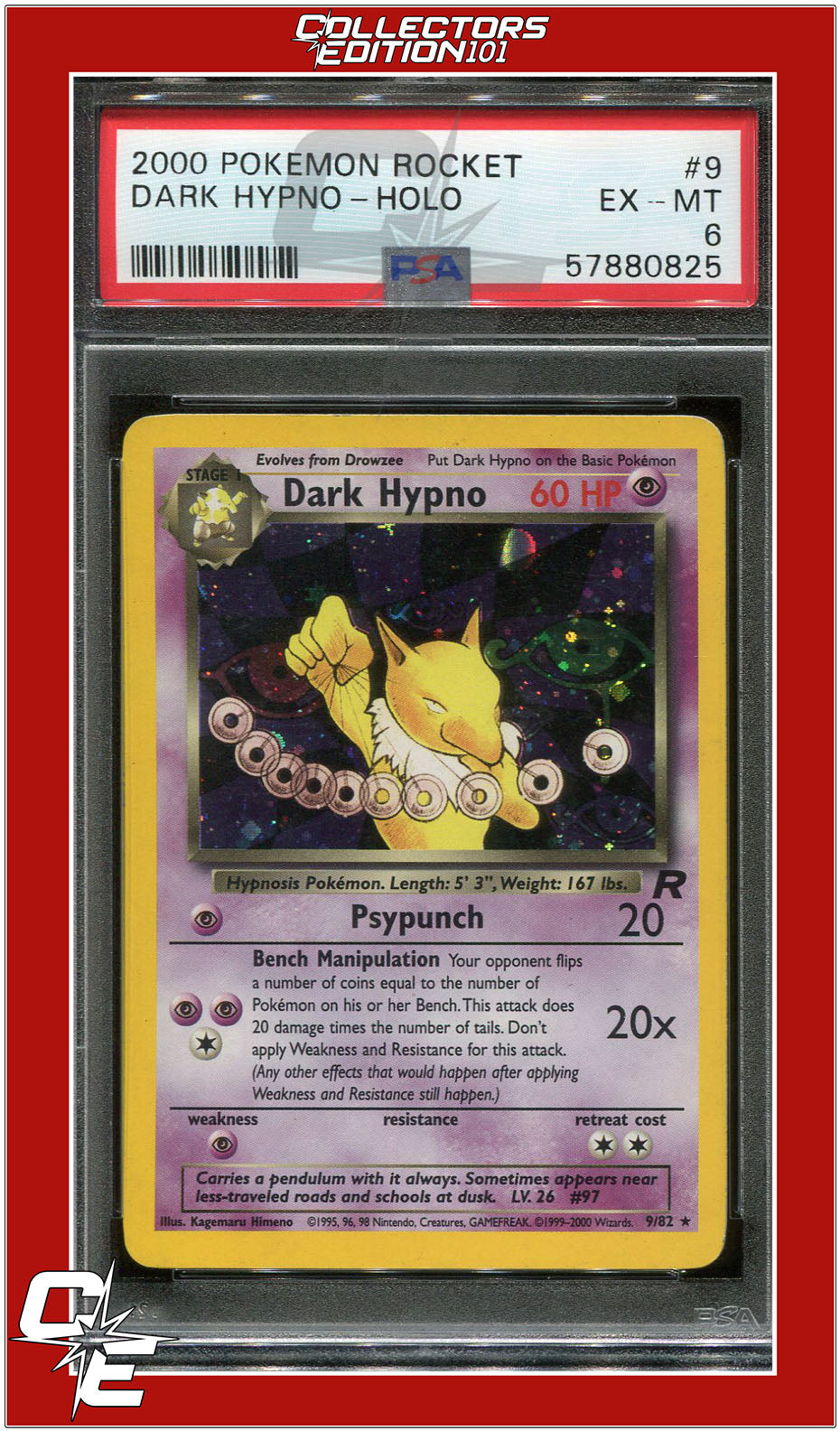 Team Rocket 9 Dark Hypno Holo PSA 6