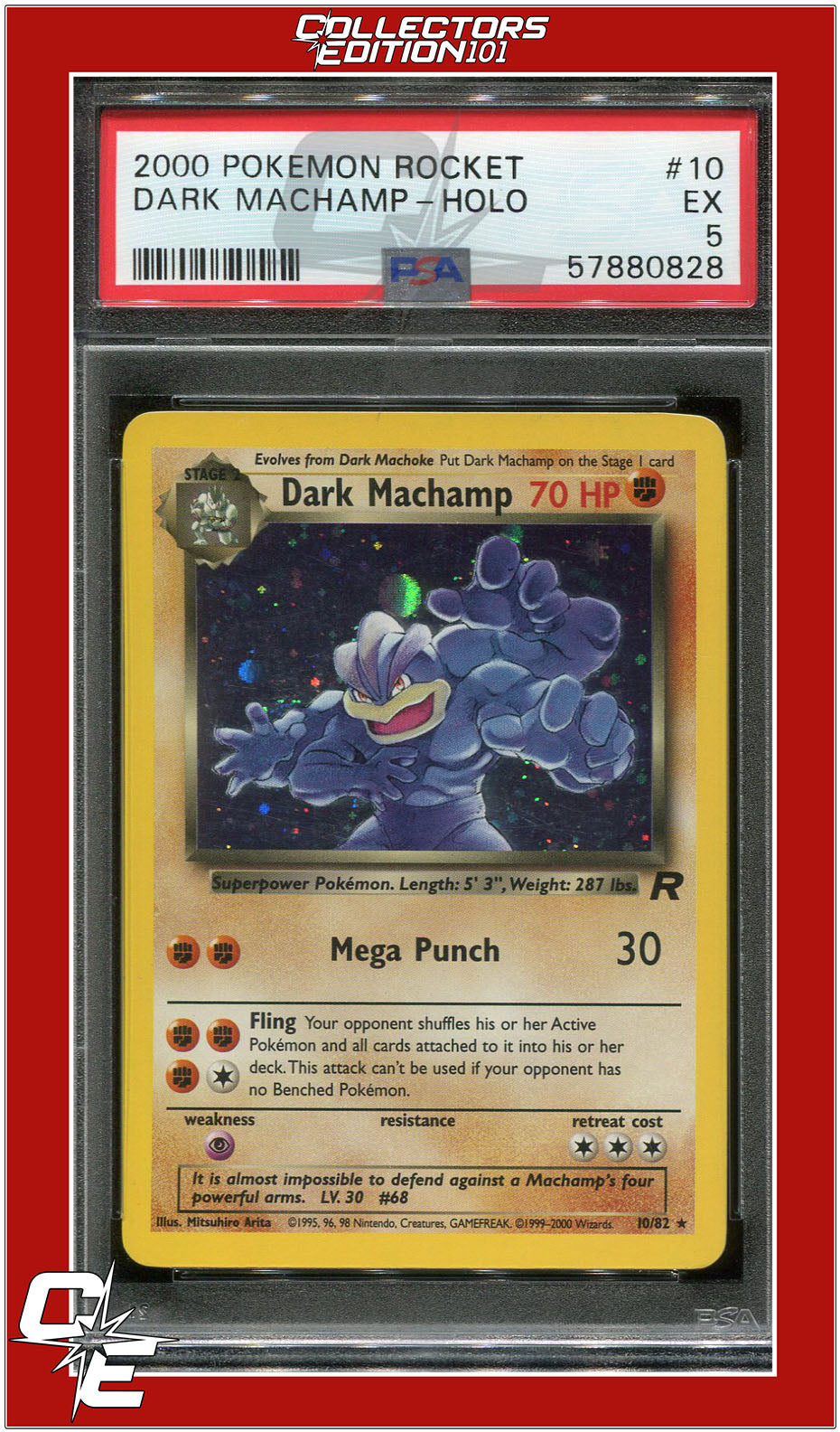 Team Rocket 10 Dark Machamp Holo PSA 5