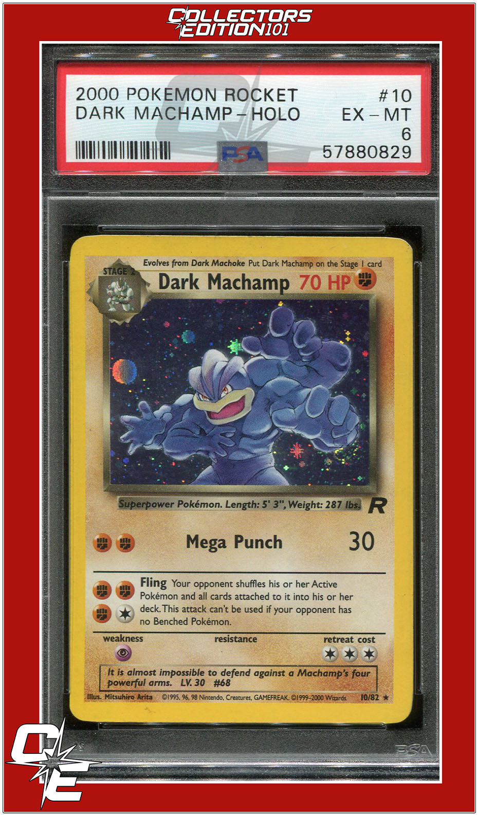 Team Rocket 10 Dark Machamp Holo PSA 6