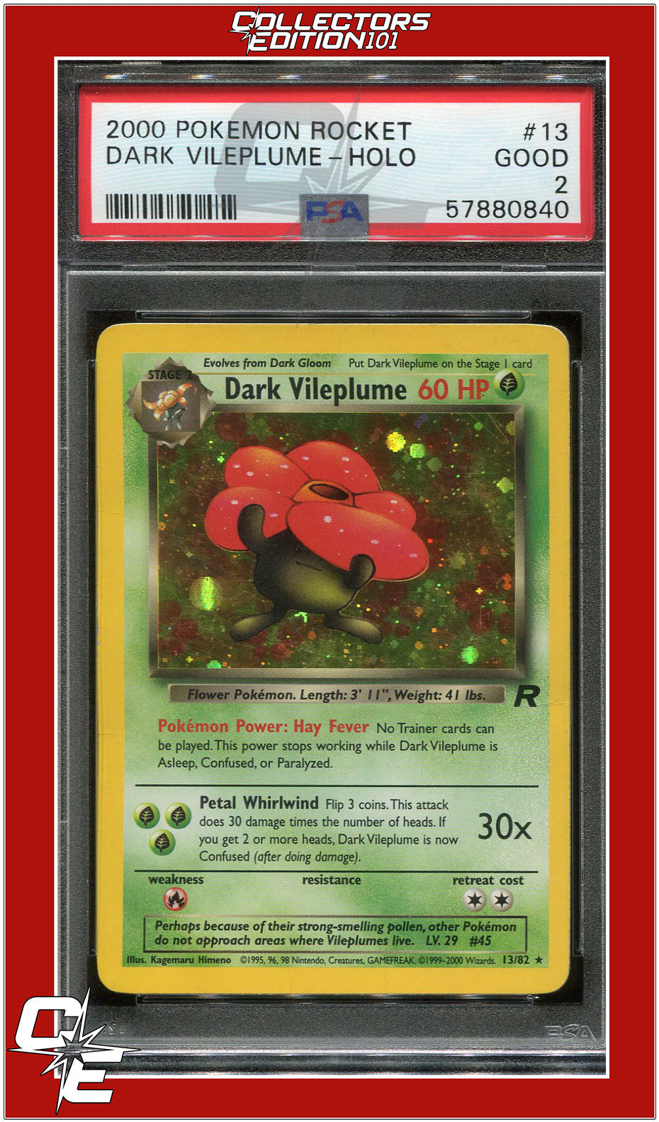 Team Rocket 13 Dark Vileplume Holo PSA 2