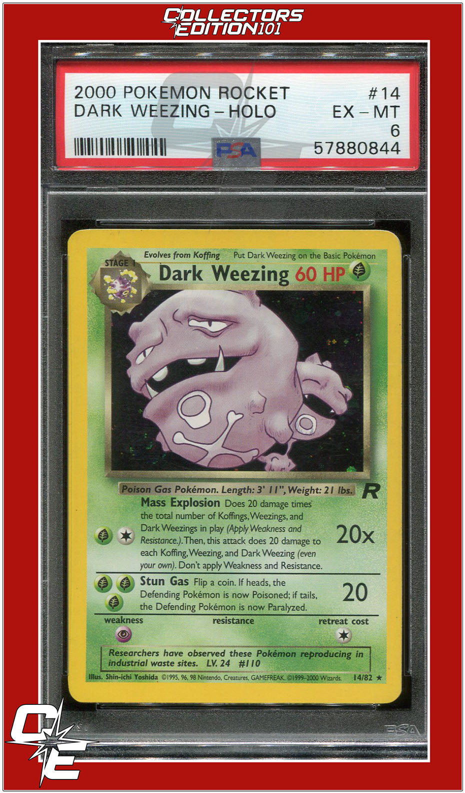 Team Rocket 14 Dark Weezing Holo PSA 6