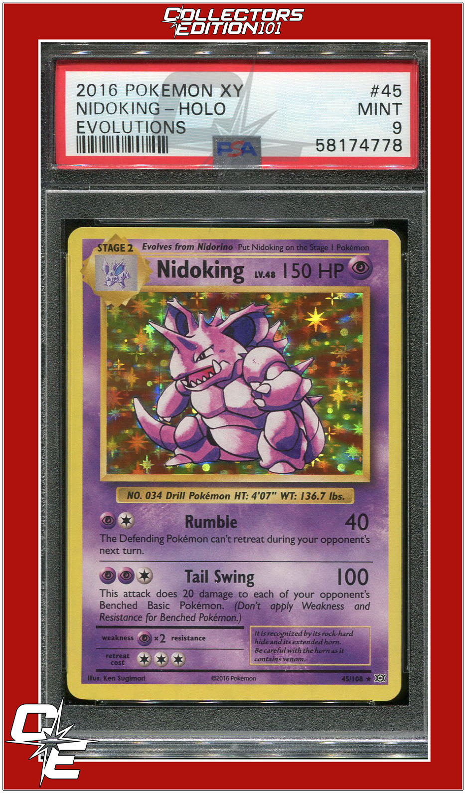 Evolutions 45 Nidoking Holo PSA 9