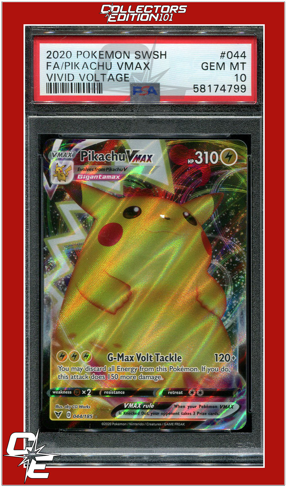 Vivid Voltage 044 Full Art Pikachu Vmax PSA 10