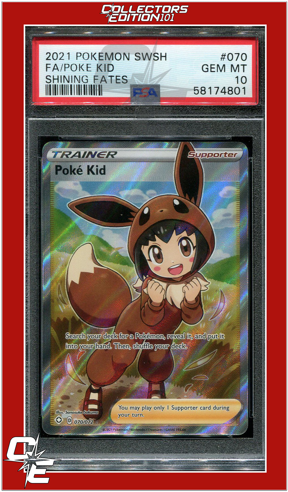 Shining Fates 070 Full Art Poke Kid PSA 10