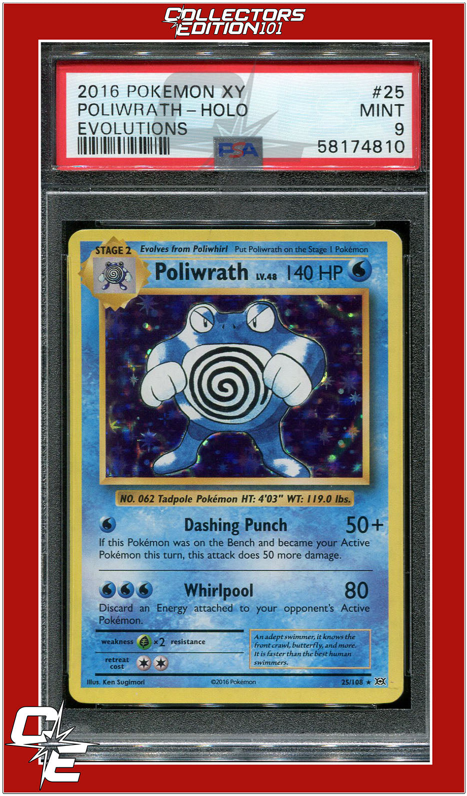 Evolutions 25 Poliwrath Holo PSA 9