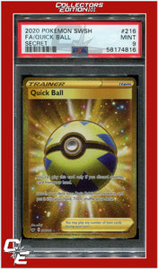 Sword & Shield 216 Full Art Quick Ball Secret PSA 9