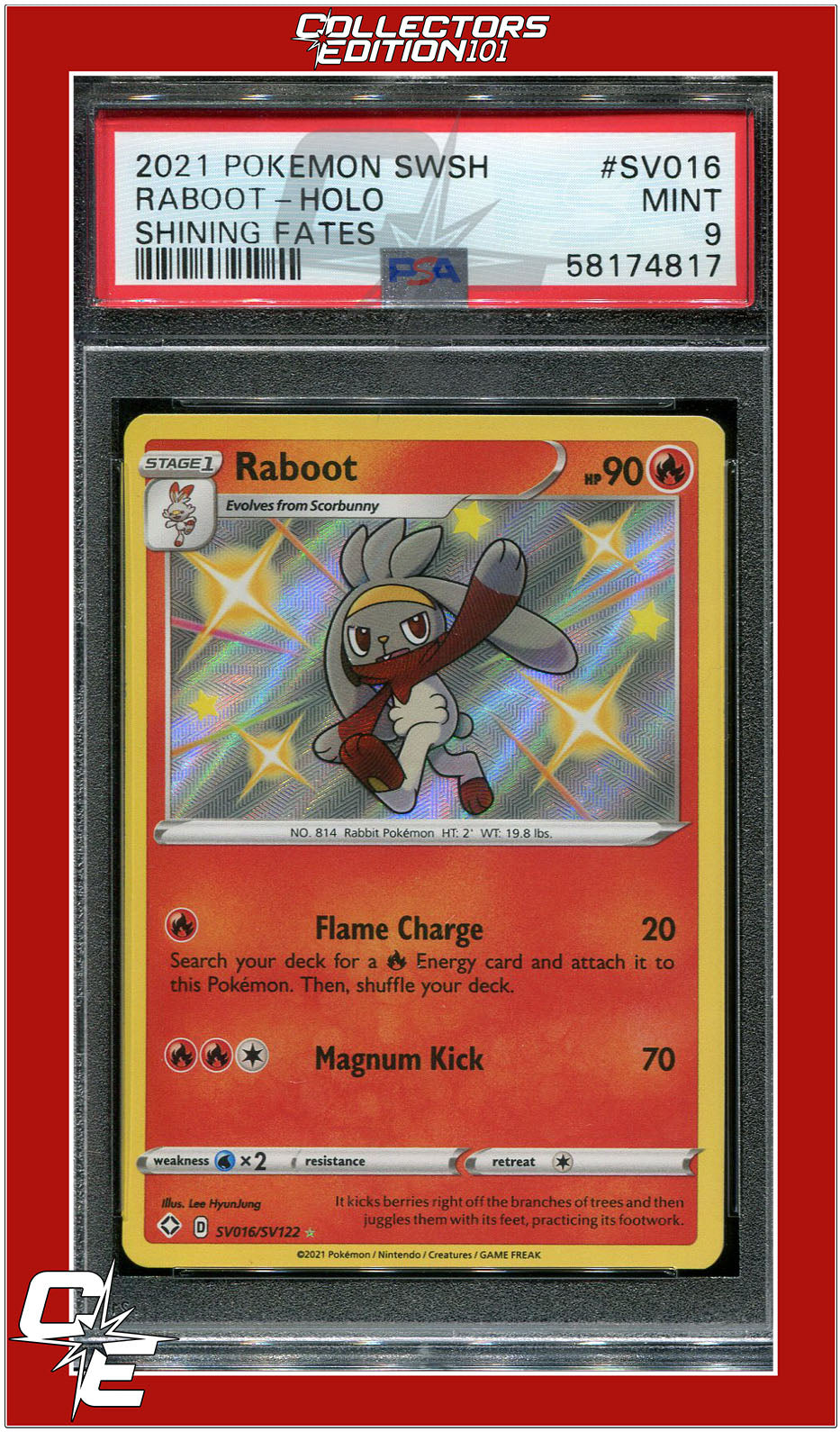 Shining Fates SV016 Raboot Holo PSA 9