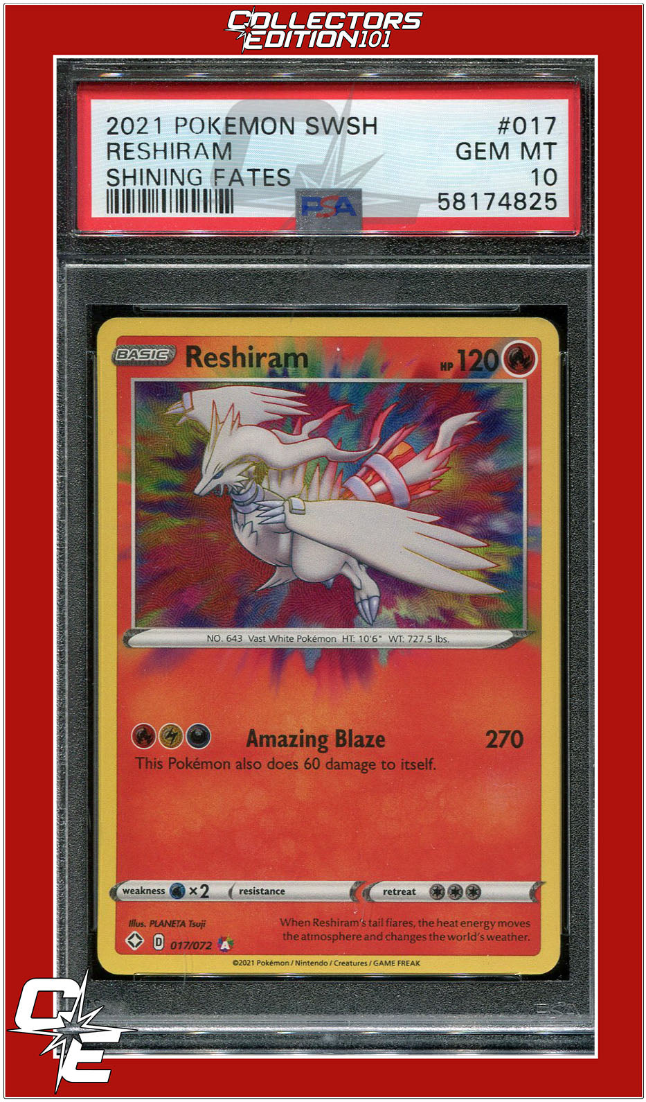 Shining Fates 017 Reshiram PSA 10