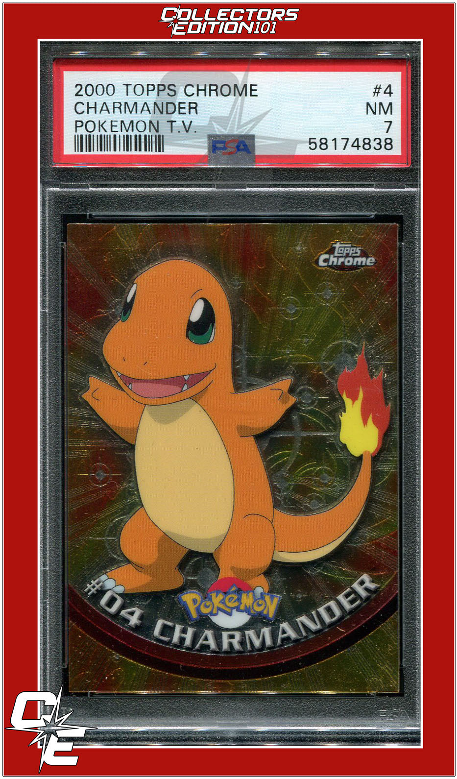 Topps Chrome Pokemon T.V. 4 Charmander PSA 7