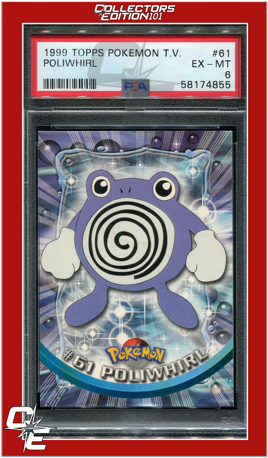 Topps Pokemon TV 61 Poliwhirl PSA 6