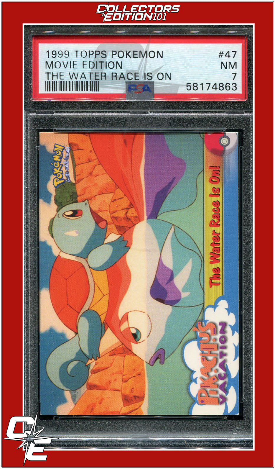 Topps Pokemon Edt 47 Movie Edition the Water Race Is on PSA 7