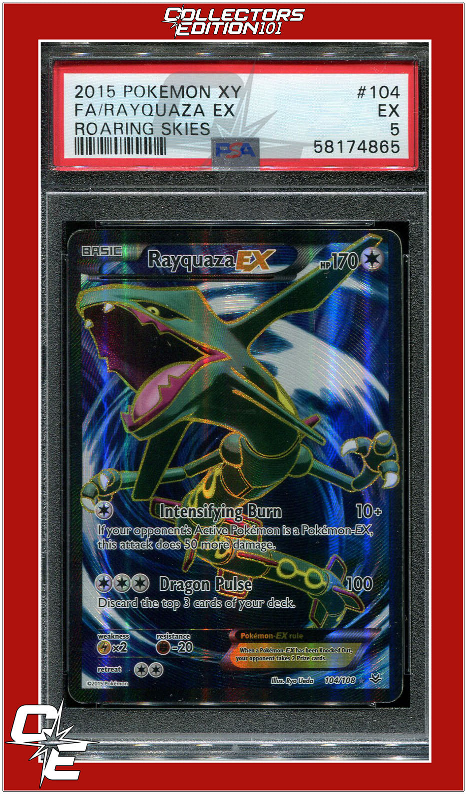 Roaring Skies 104 Full Art Rayquaza EX PSA 5