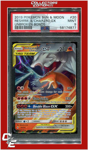 Unbroken Bonds 20 Reshiram & Charizard GX PSA 9