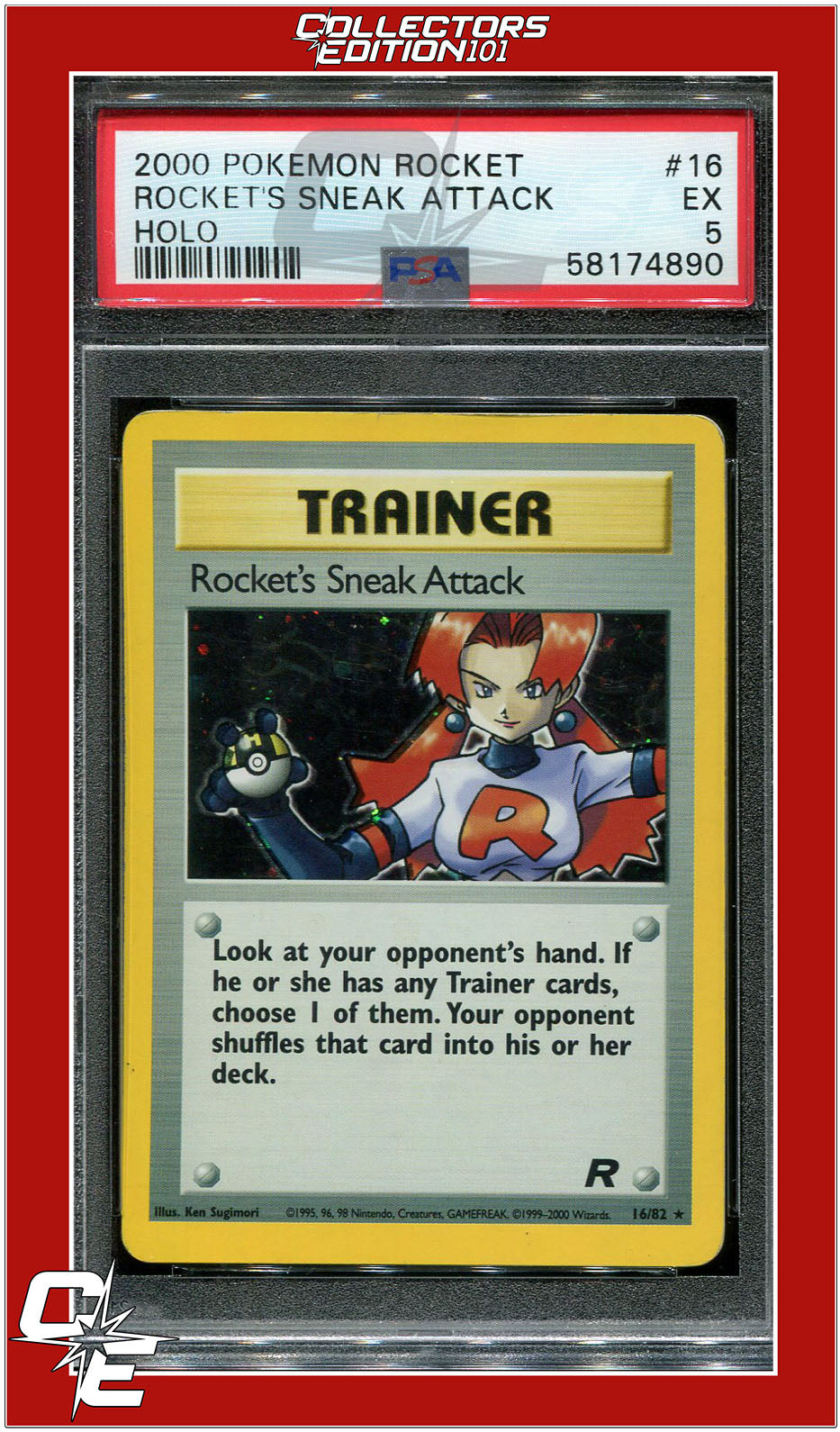 Team Rocket 16 Team Rocket's Sneak Attack Holo PSA 5