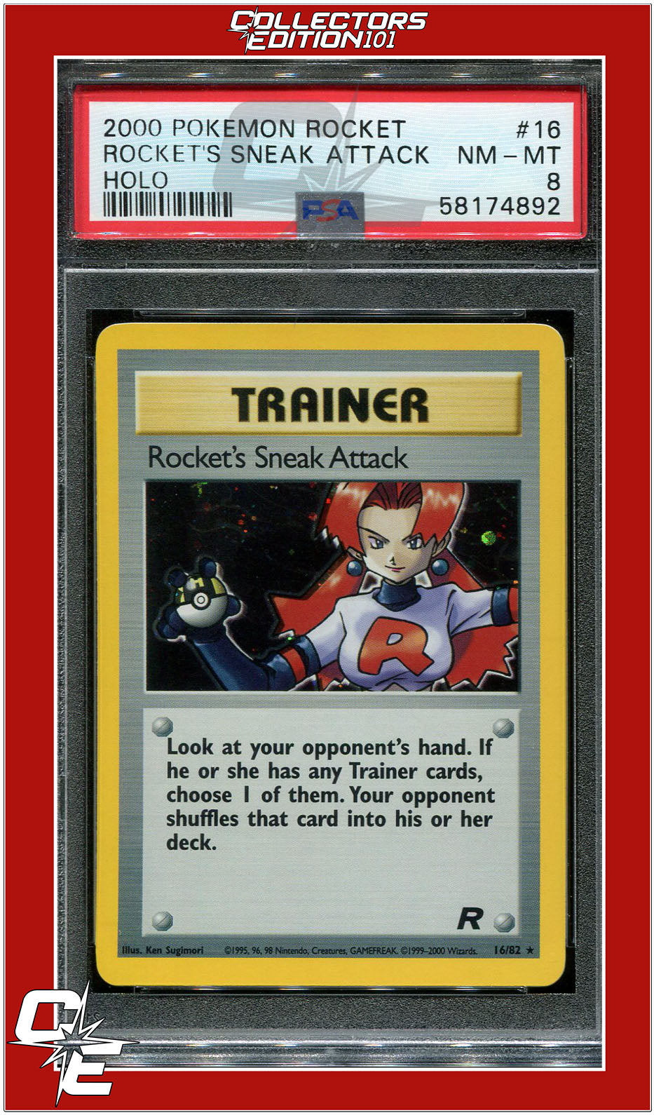 Team Rocket 16 Team Rocket's Sneak Attack Holo PSA 8