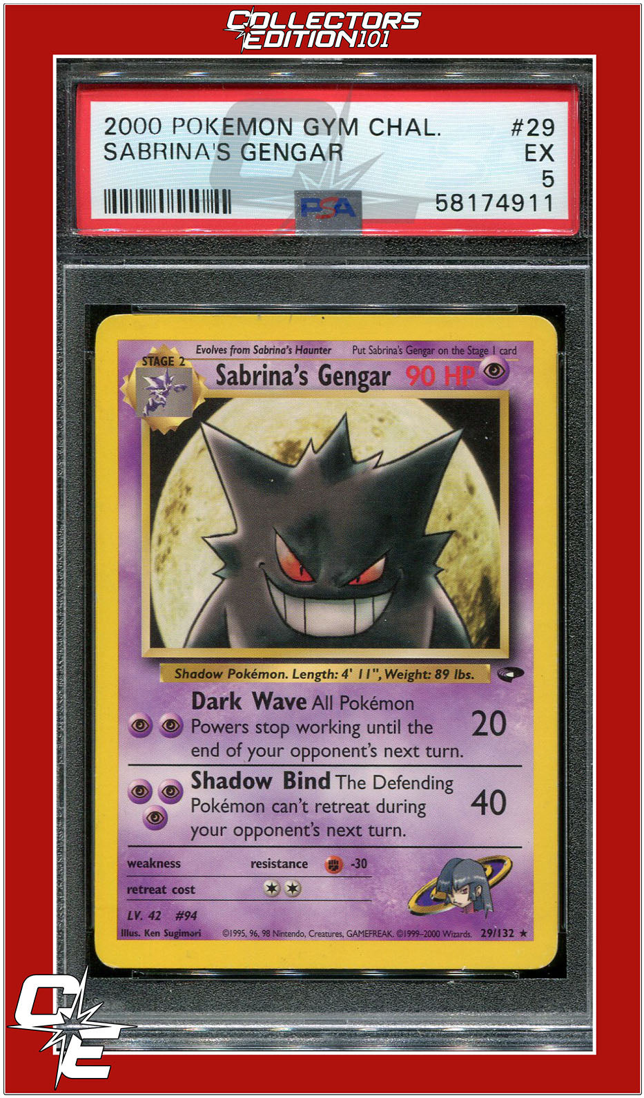 Gym Challenge 29 Sabrina's Gengar PSA 5