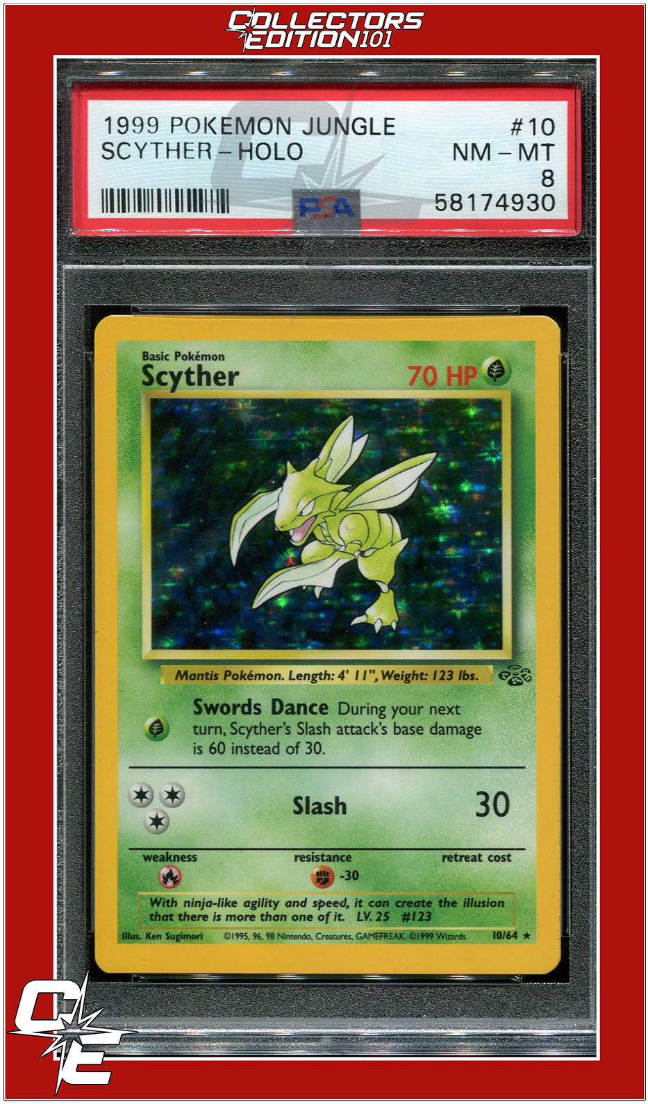 Jungle 10 Scyther Holo PSA 8