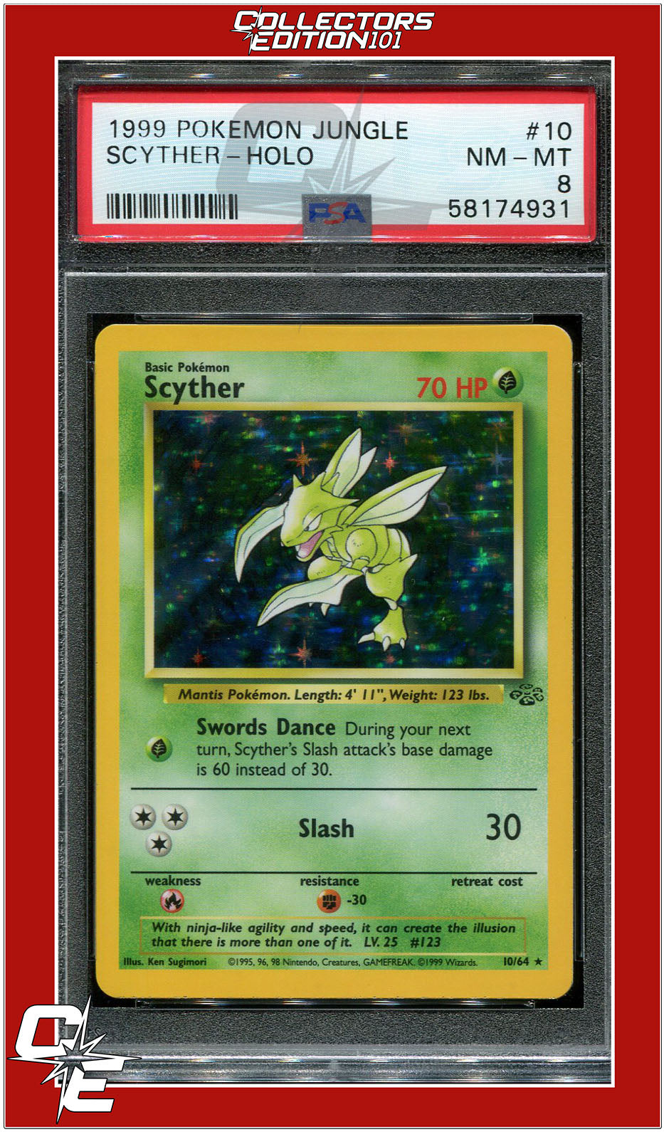 Jungle 10 Scyther Holo PSA 8