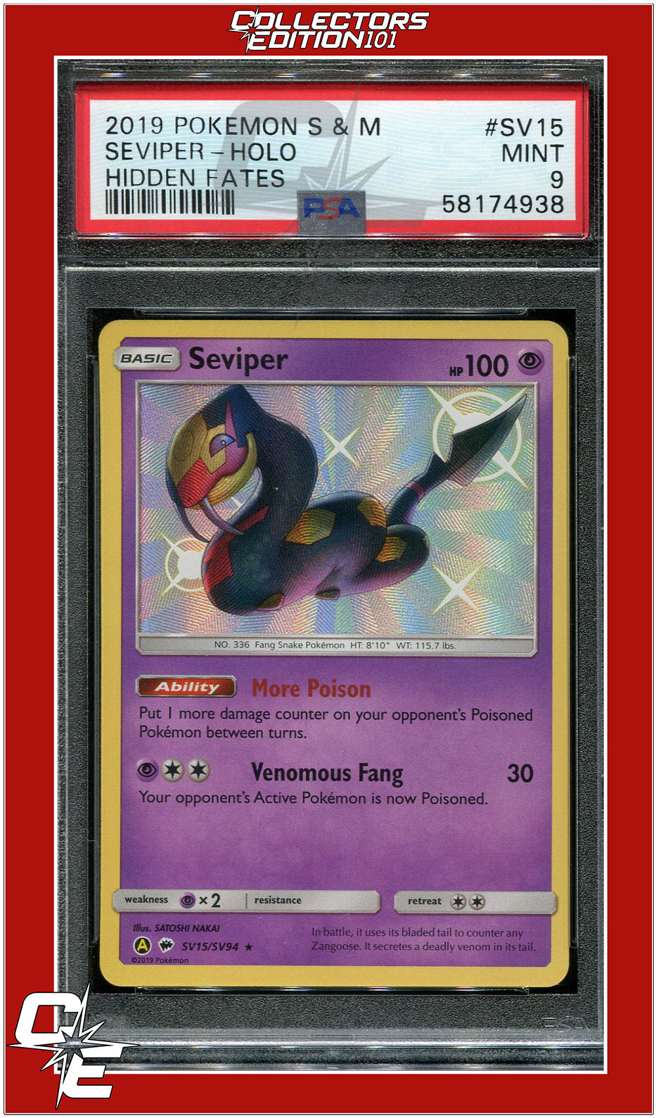 Hidden Fates SV15 Seviper Holo PSA 9