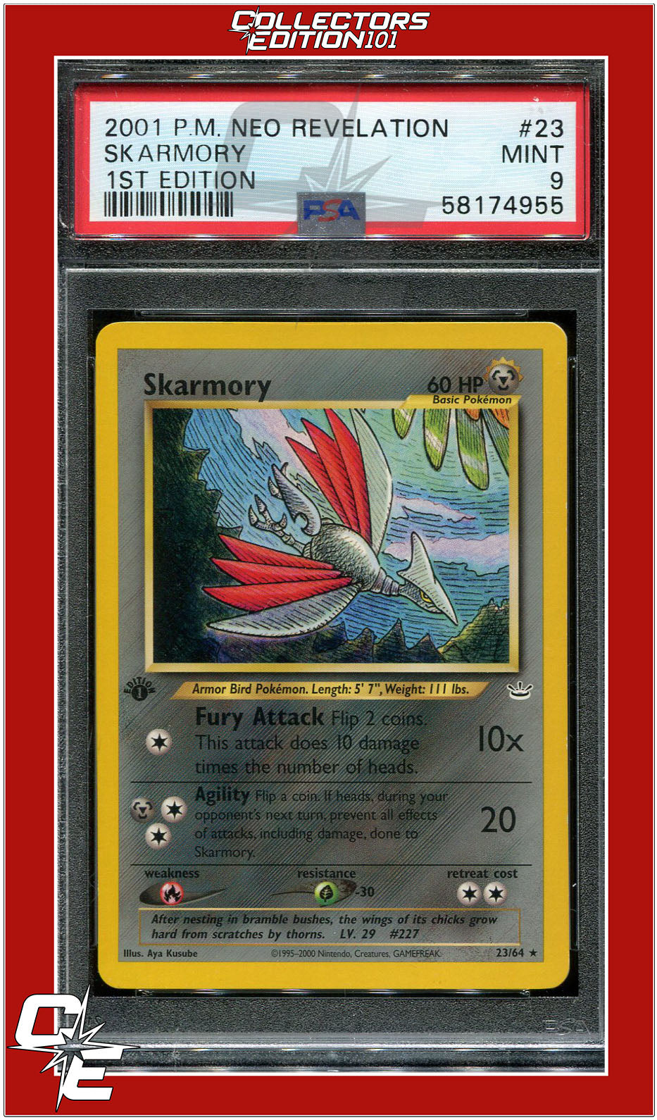 Neo Revelation 1st Edition 23 Skarmory PSA 9