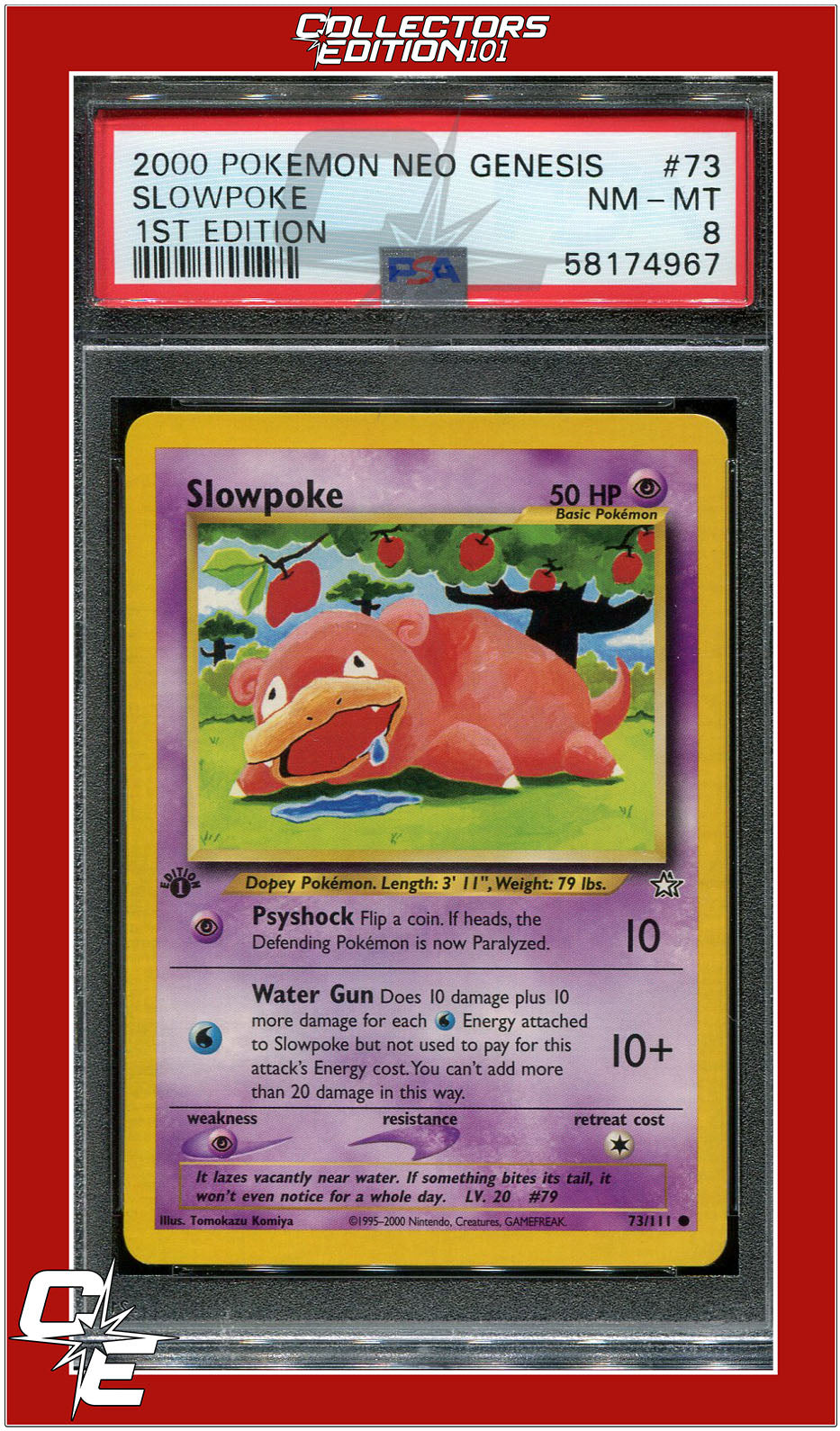 Neo Genesis 1st Edition 73 Slowpoke PSA 8