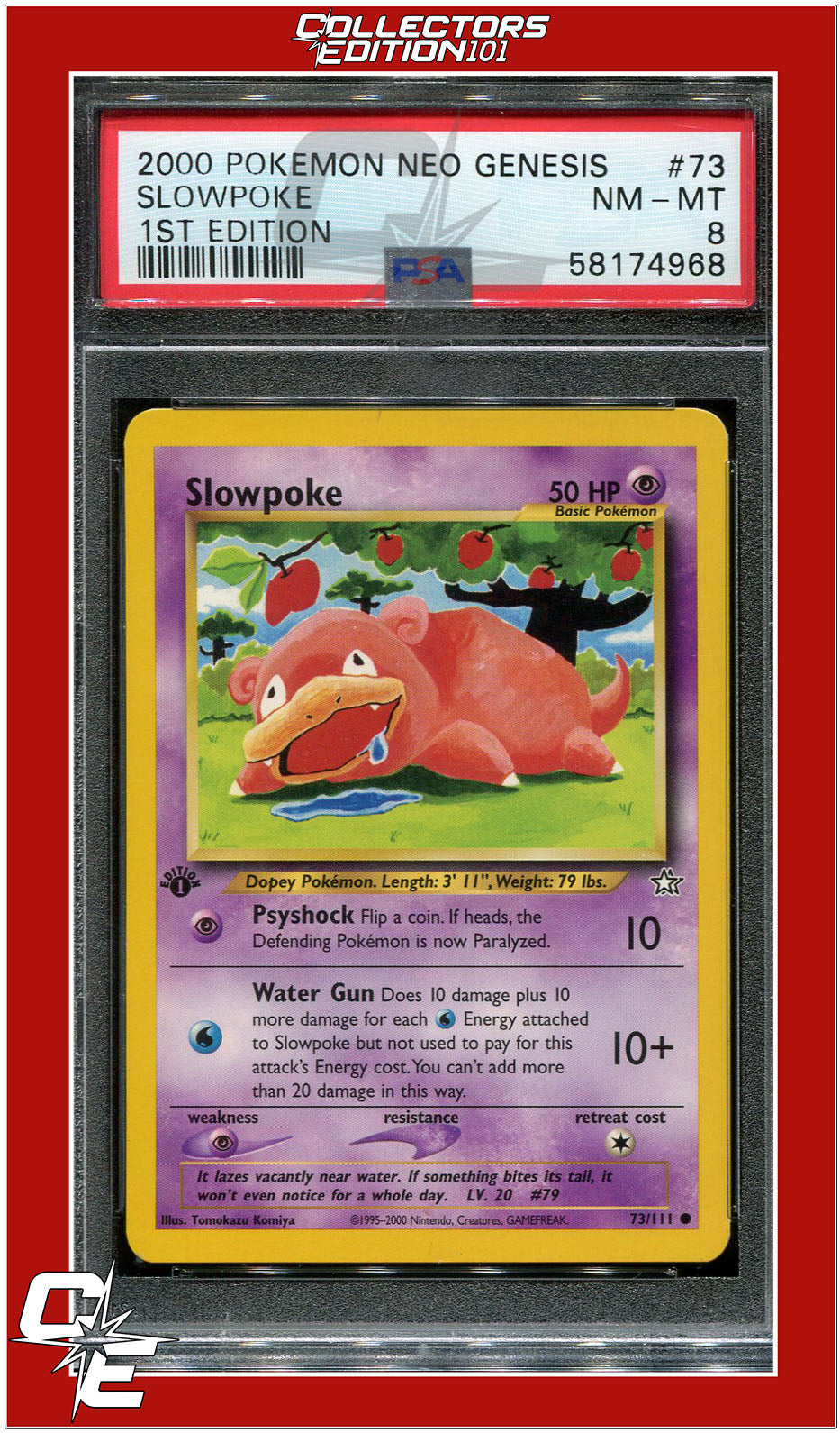 Neo Genesis 1st Edition 73 Slowpoke PSA 8