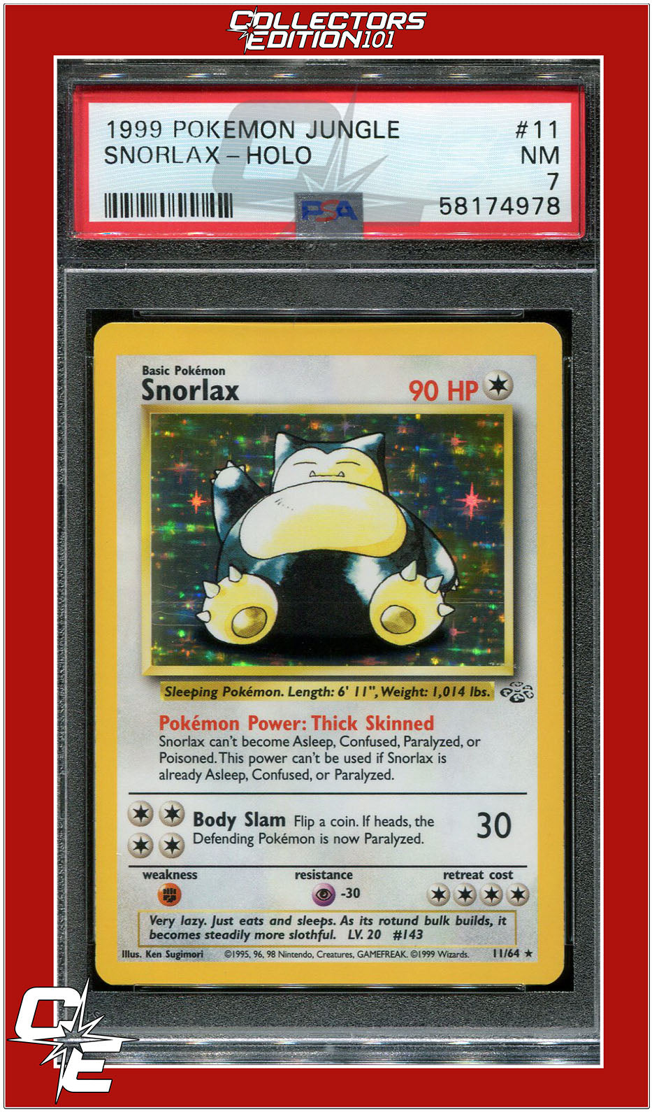 Jungle 11 Snorlax Holo PSA 7