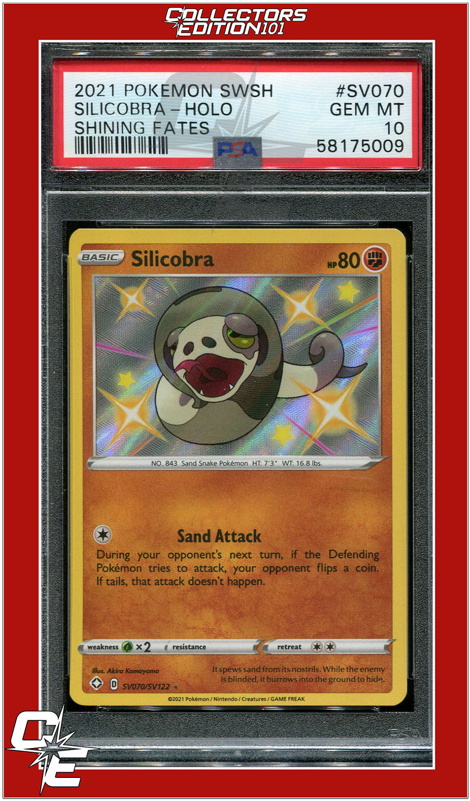 Shining Fates SV070 Silicobra Holo PSA 10