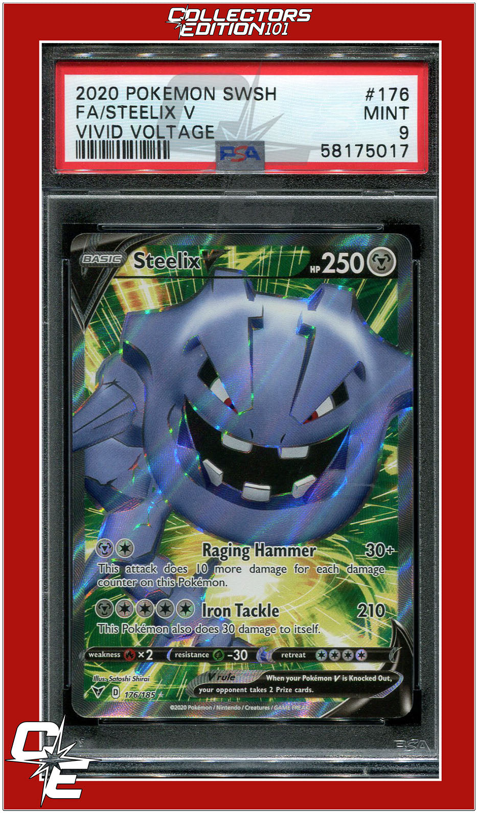 Vivid Voltage 176 Full Art Steelix V PSA 9 | Collectors Edition 101 Vivid Voltage 176 Full Art Steelix V PSA 9 | Collectors Edition 101