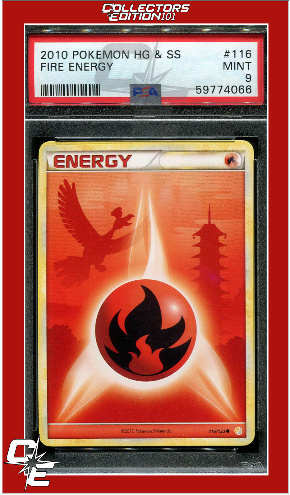 Heartgold & Soulsilver 116 Fire Energy PSA 9