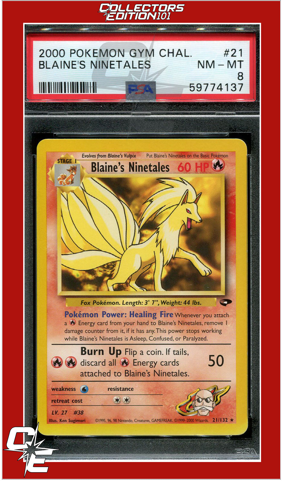 Gym Challenge 21 Blaine's Ninetales PSA 8