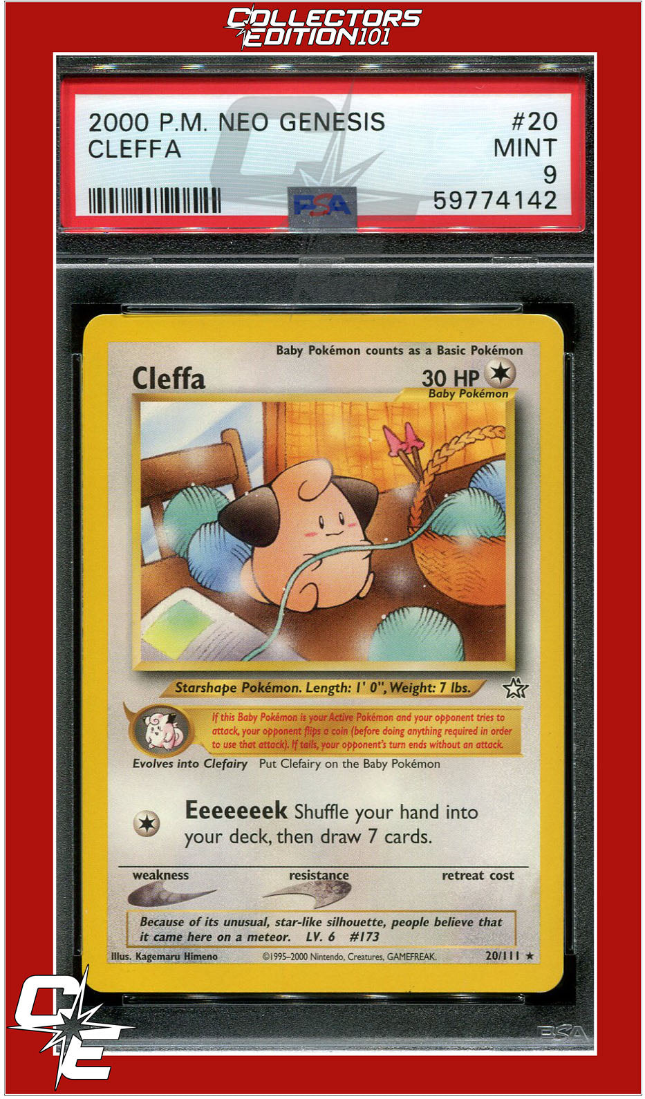 Neo Genesis 20 Cleffa PSA 9