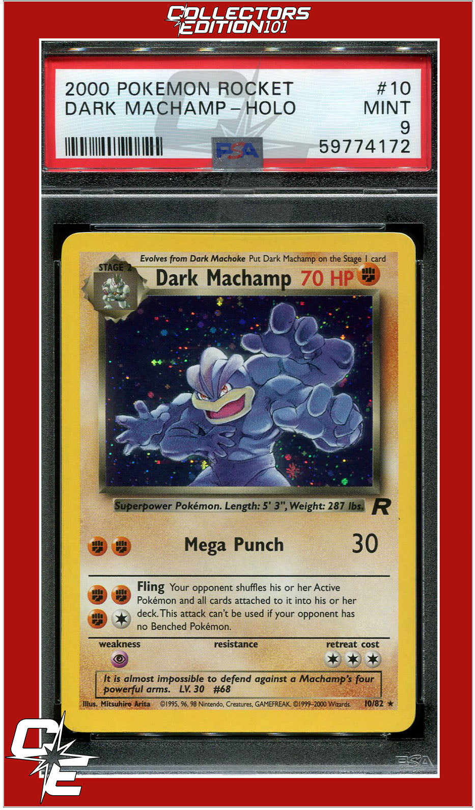 Team Rocket 10 Dark Machamp Holo PSA 9