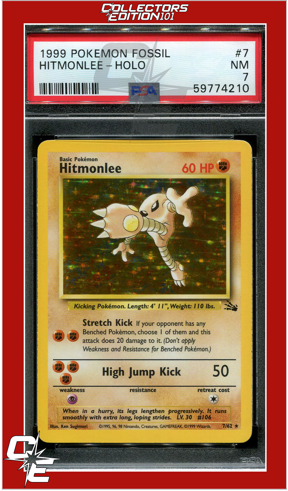 Fossil 7 Hitmonlee Holo PSA 7