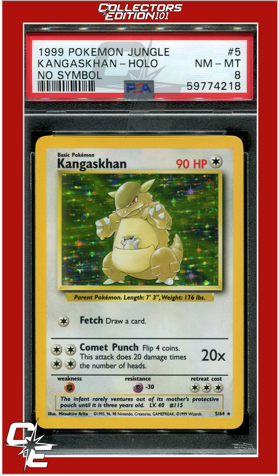 Jungle 5 Kangaskhan Holo No Symbol PSA 8