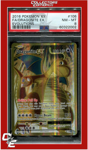 Evolutions 106 Full Art Dragonite EX PSA 8