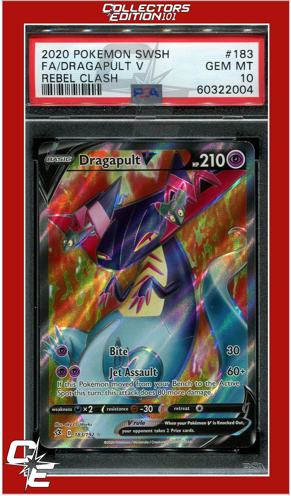 Rebel Clash 183 Full Art Dragapult V PSA 10