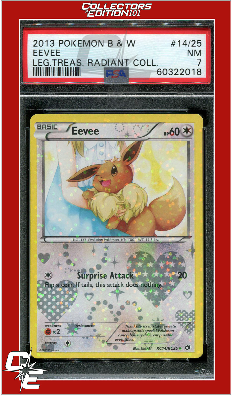 Legendary Treasures Radiant Collection 14/25 Eevee PSA 7