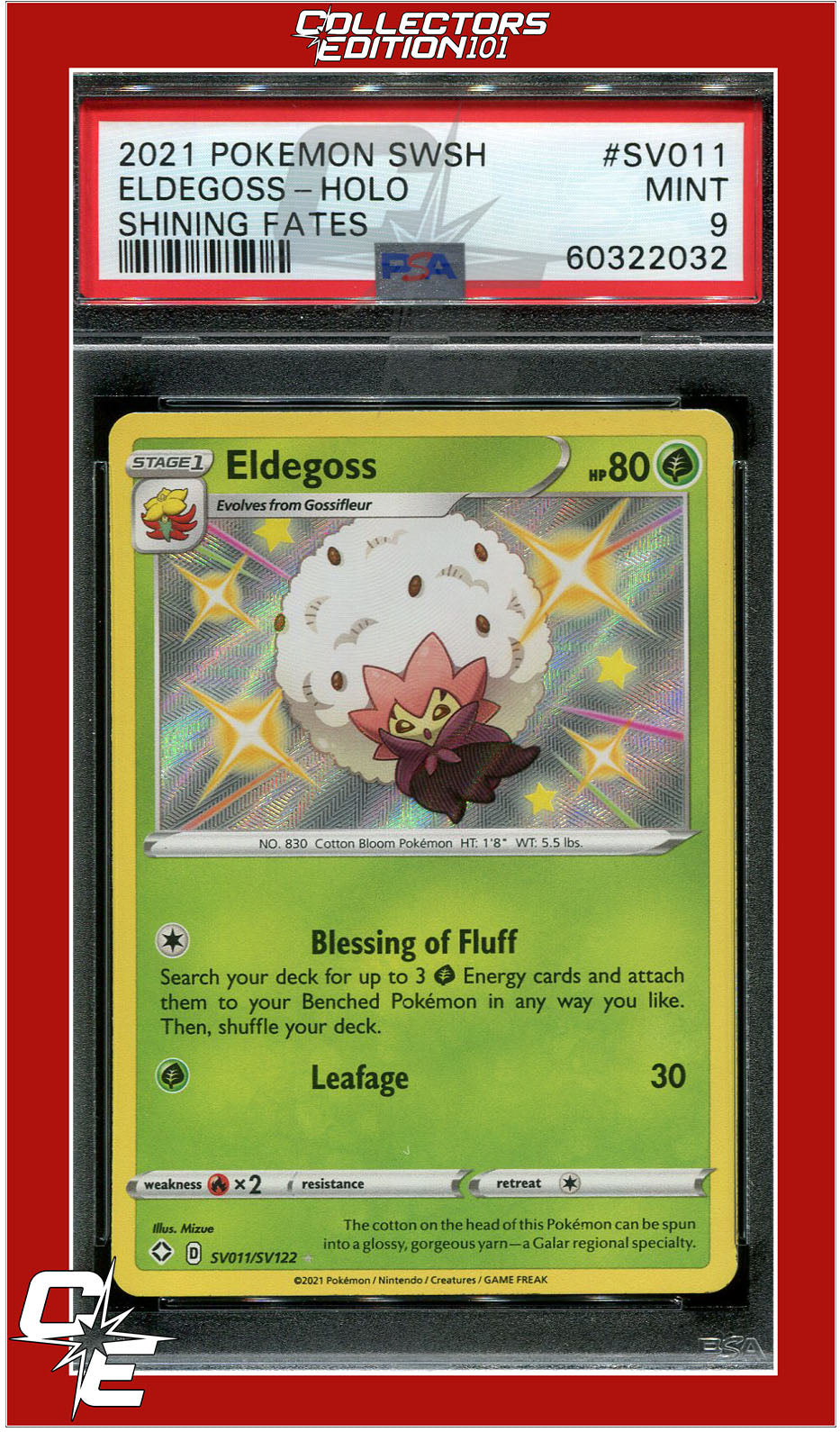 Shining Fates SV011 Eldegoss Holo PSA 9