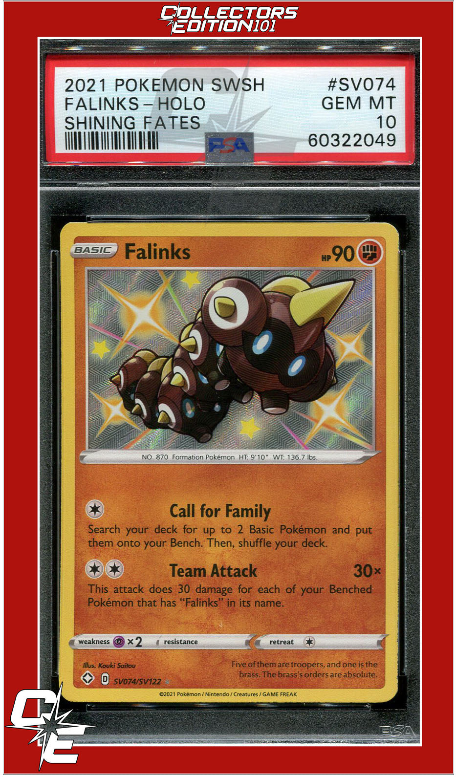 Shining Fates SV074 Falinks Holo PSA 10