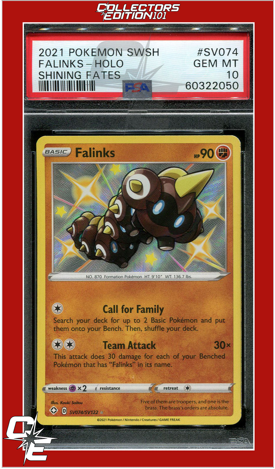 Shining Fates SV074 Falinks Holo PSA 10