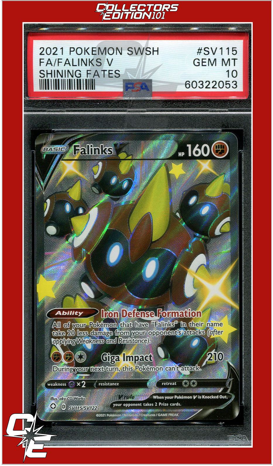 Shining Fates SV115 Full Art Falinks V PSA 10