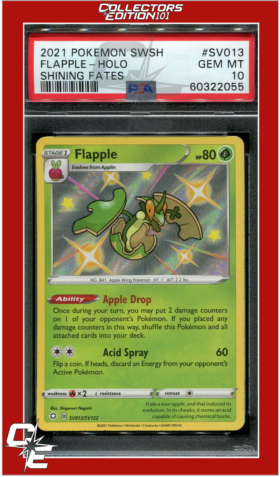 Shining Fates SV013 Flapple Holo PSA 10