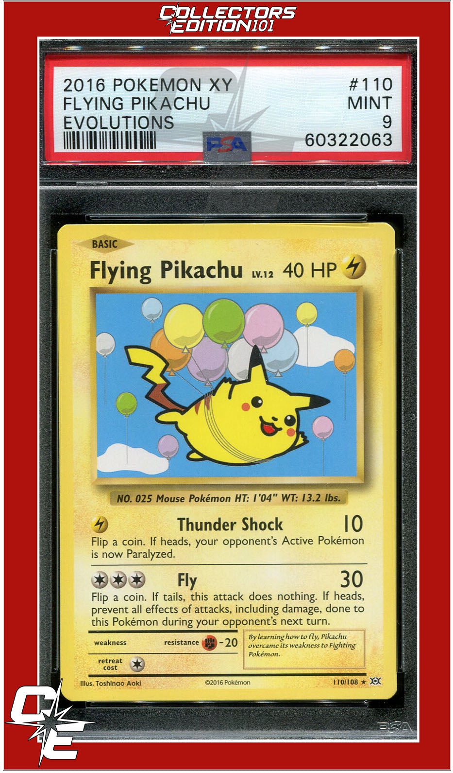 Evolutions 110 Flying Pikachu PSA 9