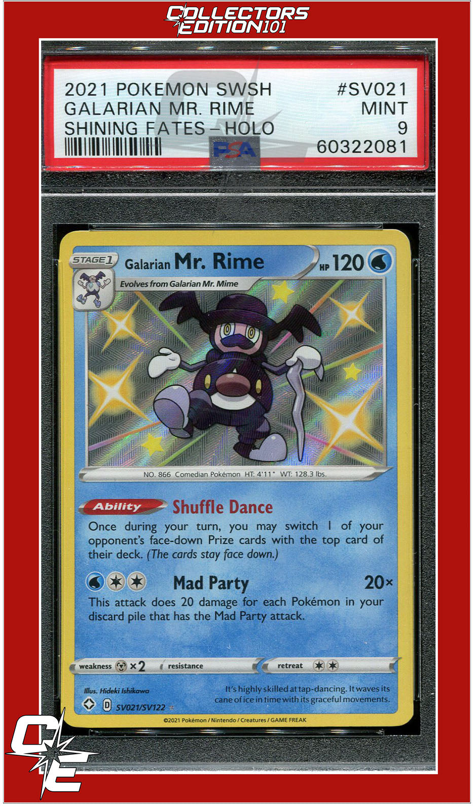 Shining Fates SV021 Galarian Mr. Rime Holo PSA 9