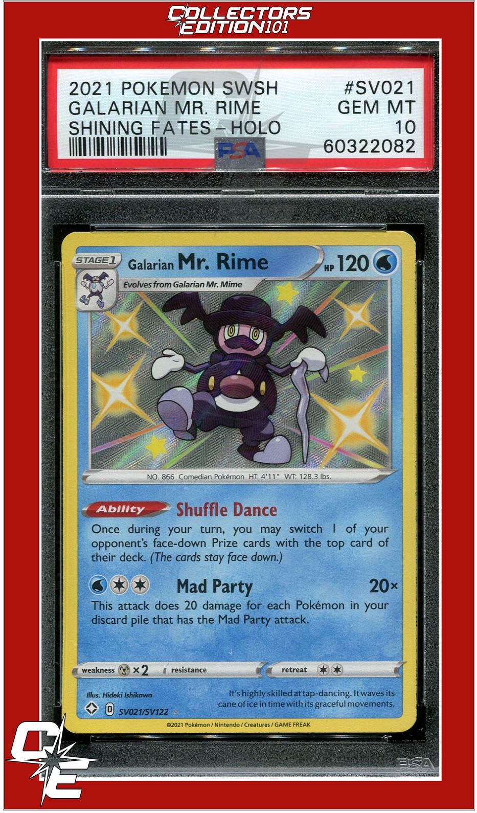 Shining Fates SV021 Galarian Mr. Rime Holo PSA 10